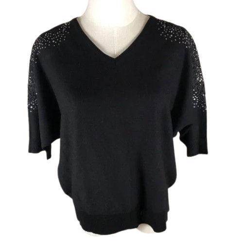 LIV-Milano-Rhinestone-Studded-Lace-Short-Sleeve-Sweater